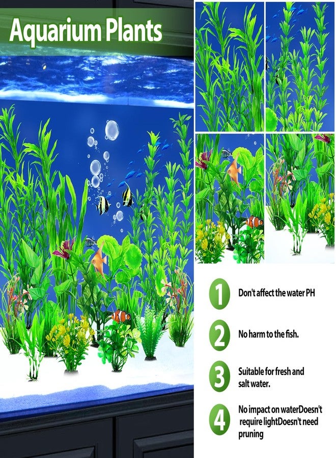CousDUoBe 12pcs Fish Tank Accessories Aquarium Decorations Green Plants, Green Fish Tanks Decoration Plants, Fish Tank Decor, Aquarium Decor Plastic Plants - Image 5